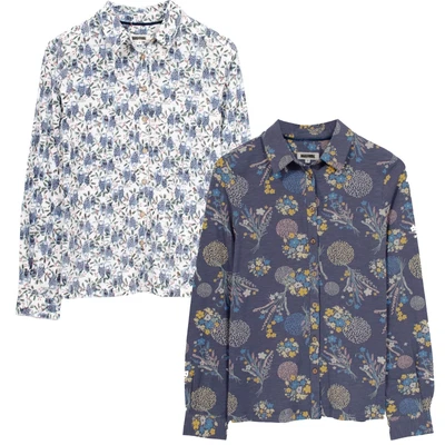 Mistral Womens Jersey Shirt Owl Or Floral Print Button Front Long Sleeve • £19.95