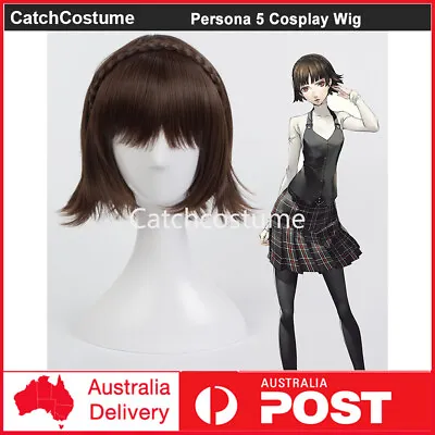 Persona 5 The Royal Makoto Niijima Cosplay Wigs Short Dark Brown Braids Hair • $22