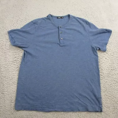 Vince Mens Henley T-Shirt Size L Short Sleeve Blue Cotton • $19.98