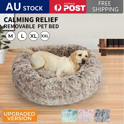 $21.90 • Buy Dog Cat Pet Calming Bed Warm Soft Plush Round Nest Comfy Sleeping Kennel Cave AU