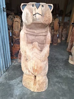 Chainsaw Carving Bear Great Gift Idea Elm Wood Home Garden  Sculpture Art Craft  • £380