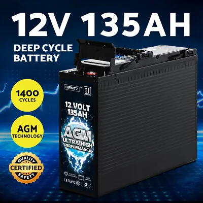 Giantz AGM Deep Cycle Battery 12V 135Ah Marine Sealed Power Portable Box Solar • $228.95