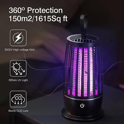 Wireless Rechargeable Electric Fly Bug Zapper Mosquito Insect Killer Lamp Trap • $13.86