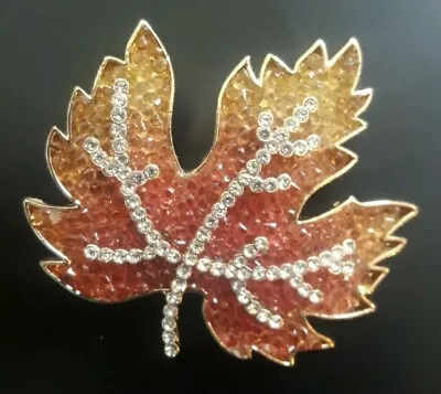 NWOT Dana Buchman Fall Gold Tone And Orangle Maple Leaf Pin • $17.82