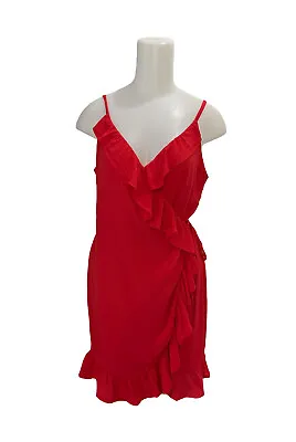 $35 • Buy Forever New Red Frill Detail Strappy Wrap Dress Sz 12