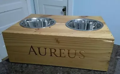 HANDMADE Vintage Wood Wine Crate Double Feeder  For Small / Medium Dog NEW!!! • $125