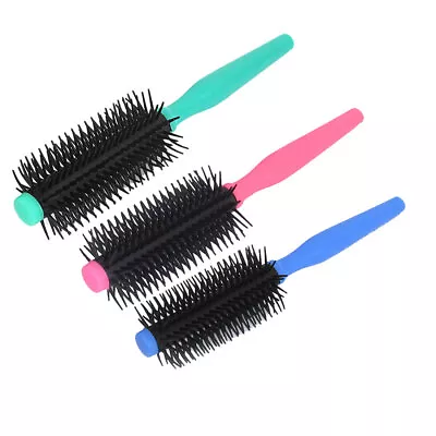 Plastic Handle Round Barbers Salon Styling Radial Hair Brush Comb 2Pcs • £9.34