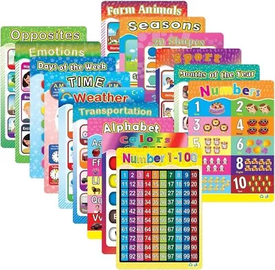 15 Pack Alphabet Poster Educational Laminated Wall Chart For Children Learning • £23.95