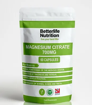 £7.99 • Buy Magnesium Citrate 700mg Capsules High Strength Vegan Fatigue Muscle Bone Tablets