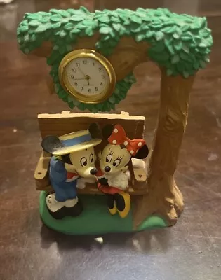 Disney's Mickey & Minnie On Bench Park Clock 4.5  Statue Figurine  Used  • $12