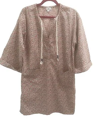 JCrew Liberty Floral Beach Swim Cover-up Tunic 3/4 Sleeve Size S • $34.99