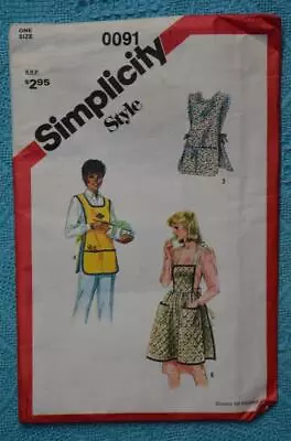 SIMPLICITY STYLE #0091 Sewing PATTERN. Misses Set X 4  Aprons. Uncut NEW Vintage • $11.49