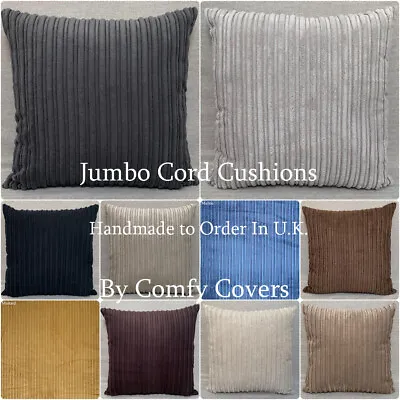 £0.99 • Buy High Quality Handmade Soft Striped Jumbo Cord Cushion Covers In Many Colours