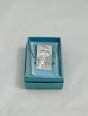 Tiffany & Co Silver Statue Liberty Torch Fire Money Clip Holder W/Pouch & Box • £433.70