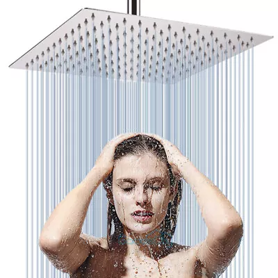$32.99 • Buy 12  Inch High Pressure Rain Shower Head Waterfall Stainless Steel Ultra Thin