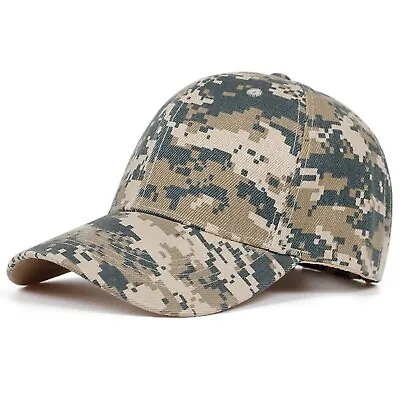 Green/Khaki/Grey Digital Pixel Camouflage Peaked Curved Bill Baseball Cap Hat  Z • £13.99