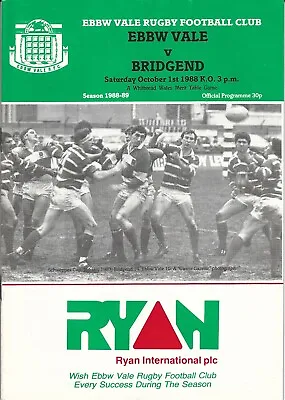 Ebbw Vale v Bridgend 1 Oct 1988 Ebbw Vale RUGBY PROGRAMME • £4.99