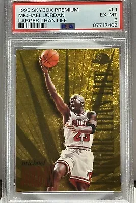 1995-96 Skybox Premium Larger Than Life #L1 Michael Jordan Bulls HOF PSA 6 EX-MT • $60