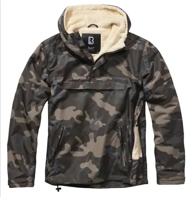 Brandit Jacket Windbreaker Anorak Sherpa  Lining Fur Hoodie Weatherproof Camo • $59.90