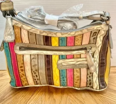 M.C. Marc Chantal Handbag Women’s M Shldr PP3119 Zip Reptile Stripe Leather NWT • $84.90