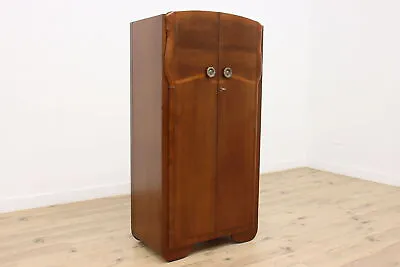 Art Deco Vintage Walnut Closet Chifferobe Armoire Durable #47652 • $1175