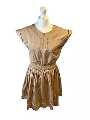 Mulberry Dress UK 10 Gold Puff Short Elasticated Waist Glam Party Occasion • £25