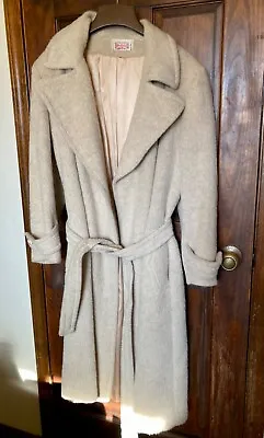 VTG Denise Collection England Llama Light Beige Wool MIDI Trench Coat Women M-L • $99