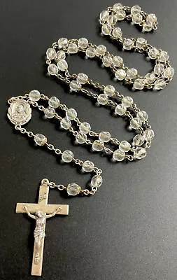 Vintage Catholic Creed Sterling Silver & Crystal 5 Decade Rosary • $69.99