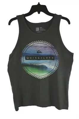 Quiksilver Mens Medium Grey Ocean Waves Tank Top Shirt • $11.57