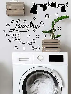 $5.71 • Buy 1pc Laundry Room Wall Sticker Wall Art Decor Wall Decals Removable DIY