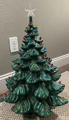 Vintage Atlantic Mold 24” Ceramic Christmas Tree Musical Base Rainbow Lights • $102.50