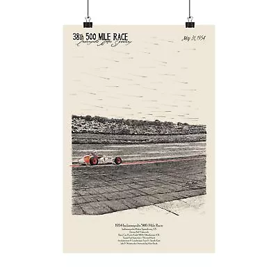 1954 Indianapolis 500 Vintage Race Poster Bill Vukovich Indy-500 Racing Print • $31.20