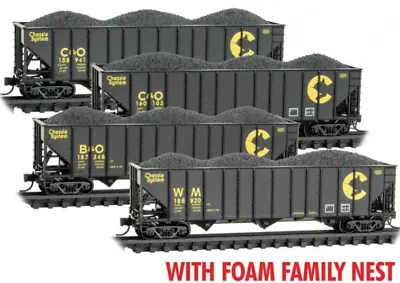 Micro Trains N Scale ~ Chessie System ~ Coal Hopper Cars ~ 4 Pack ~ 99300217 • $96.23