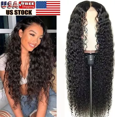 AA Hair Front Wig Womens Brazilian Human Long Curly Lace Wavy Hair Wigs US 2024 • $9.59