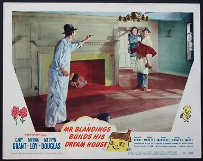 Mr. Blandings Builds His Dream House Cary Grant Myrna Loy 1948 Lobby Card #1  • $295