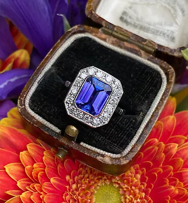 Art Deco Tanzanite And Diamond Ring Platinum 0.50ct + 2.50ct • £2450