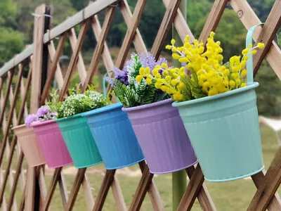 DIPAMKAR Set Of 6 Zinc Metal Hanging Planter Plant Flower Pot With Drainage Hole • £16.99