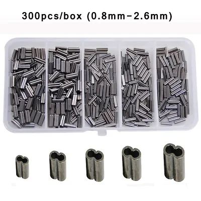 $11.99 • Buy 300pcs Double Barrel Fishing Crimping Sleeves Copper Tube Tackle Connector Kit