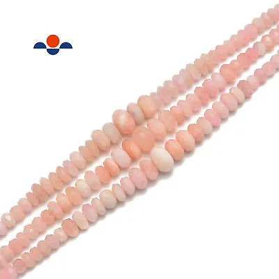 Pink Morganite Graduated Faceted Rondelle Beads Size 6mm-14mm 15.5  Strand • $22.04