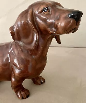 Italian Terracotta Dachshund Dog Lifelike Statue Sculpture Figure One Of A Kind • £192.06