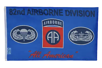 82nd Airborne  Blue  MILITARY Flag - 3 Foot By 5 Foot Polyester (NEW) • £13.49
