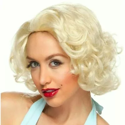 Petite Blond Short Curl Bombshell Wig Marilyn Bomb Shell 50s Beauty Halloween • $11.99