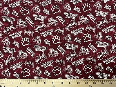 MISSISSIPPI STATE UNIVERSITY BULLDOGS Tone HALF Yard (18”x42”)100% Cotton Fabric • $7.99