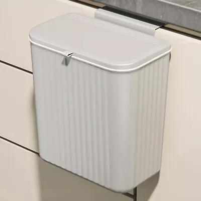 Wall Mounted Waste Bin Kitchen Cabinet Door Cupboard Hanging Trash Can W/ Lid 9L • £9.95