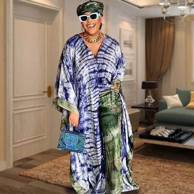 Women African Outfits Kimono Tops Pants 2 Pieces Dress Set Kaftan Abaya Dashiki • $72.22