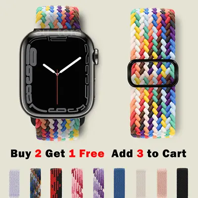 $3.99 • Buy Braided Solo Loop Nylon Strap Elastic Band For Apple Watch 8 Ultra 7654 SE 41 45