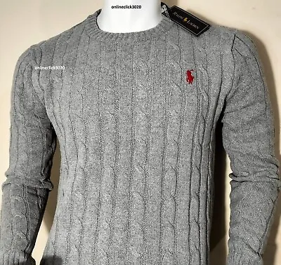 Full / Long Sleeve Ralph Lauren Polo Jumper Men's Cable Knit Jumper Crew Neck • £29.77