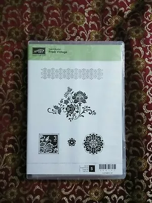 Stampin Up Fresh Vintage Unmounted Rubber Stamps Wood Floral Set Of 5 • $8