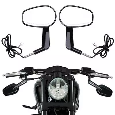 Black Rearview Side Mirrors LED Turn Signal Lights For Harley V Rod V-Rod VRSCF • $79.18