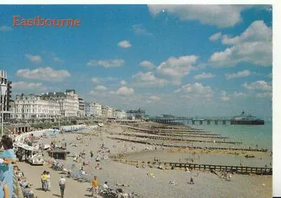 Sussex Postcard - Eastbourne The Pier And Beach From The Wish Tower  Ref 14617A • £2.10